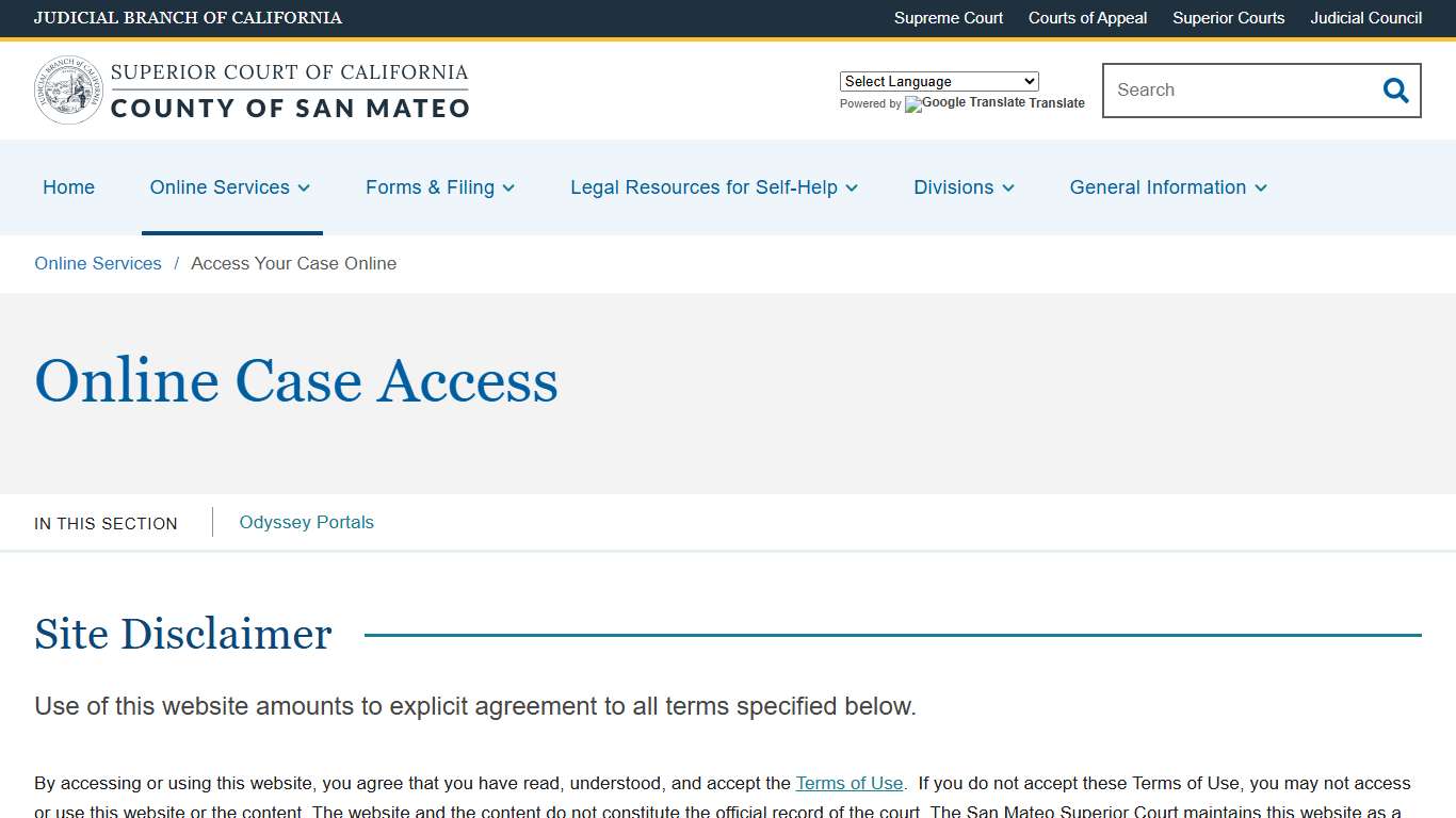Access Your Case Online Superior Court of California County of San Mateo