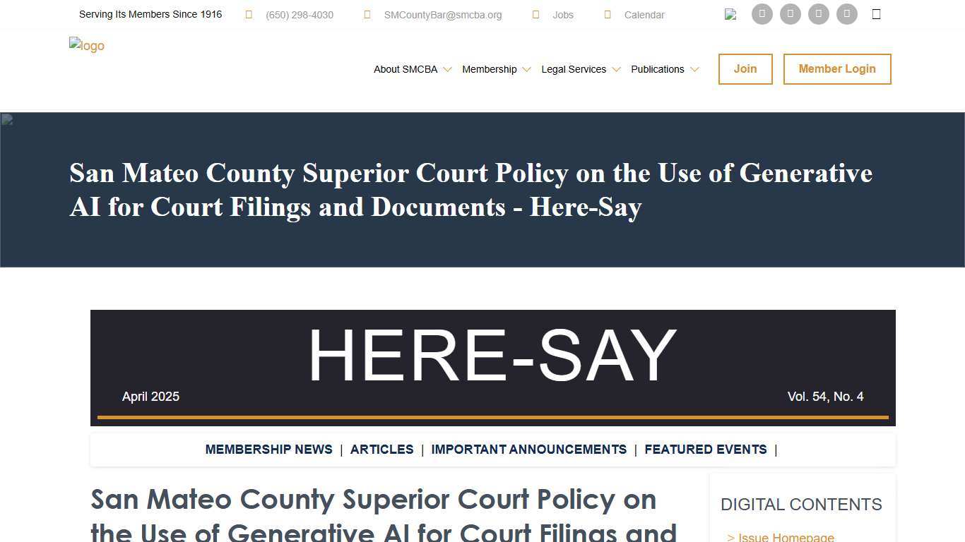 San Mateo County Superior Court Policy on the Use of Generative AI for Court Filings and Documents - Here-Say